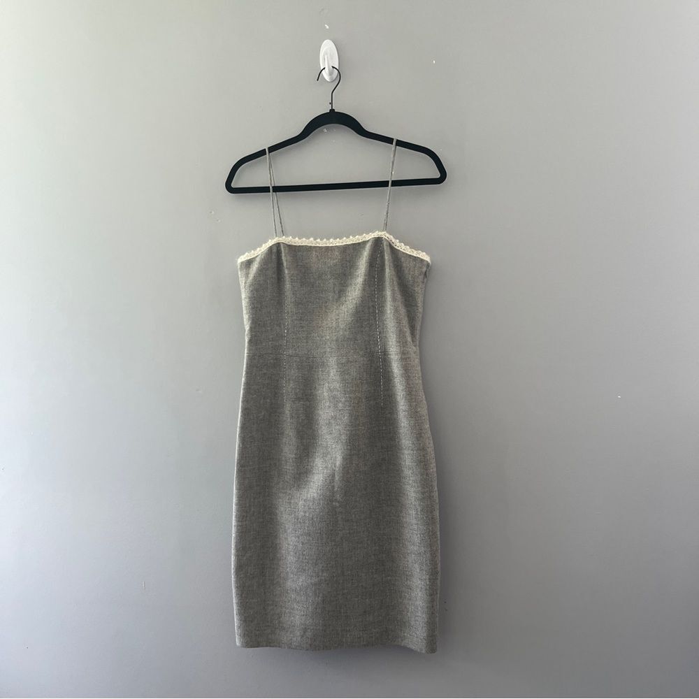 Tahari Gray Sleeveless Shift Dress Wool Mohair Size 8 - Picture 7 of 7